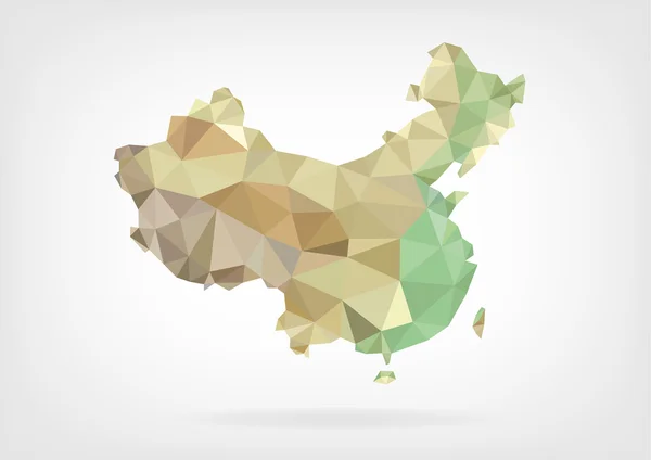 Mappa di Low Poly della Cina — Vettoriale Stock
