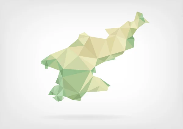 Low Poly mapa de Corea del Norte — Archivo Imágenes Vectoriales