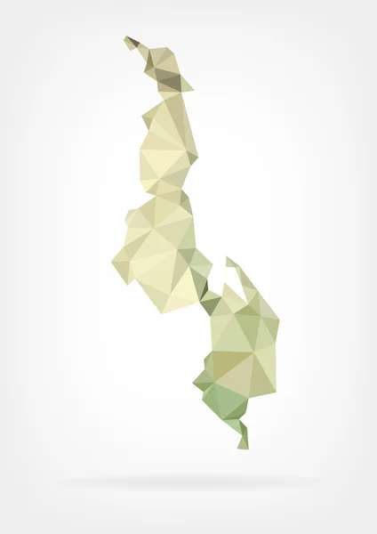 マラウイの低ポリ地図 — ストックベクタ