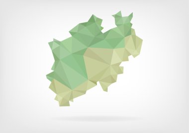Alman bölge Nordrein Westfalen düşük Poli Haritası