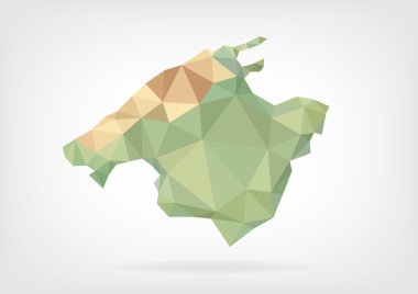 Düşük Poli Mallorca Adası Haritası