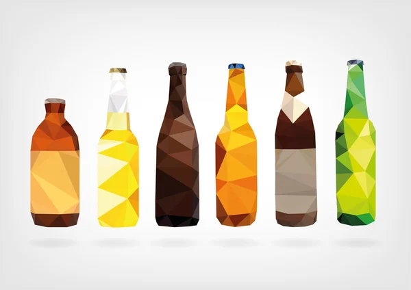 Bouteilles de bière poly basse — Image vectorielle