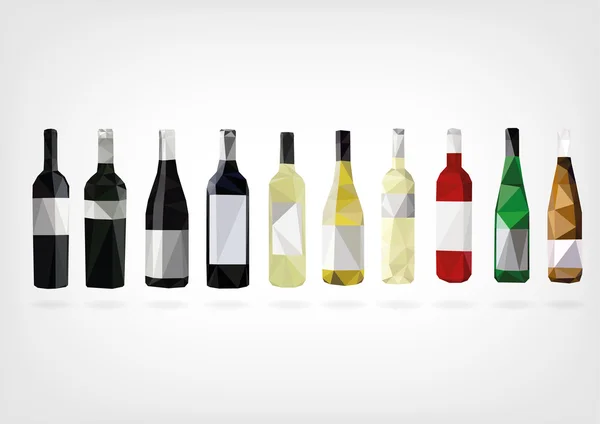 Bouteilles de vin poly bas — Image vectorielle