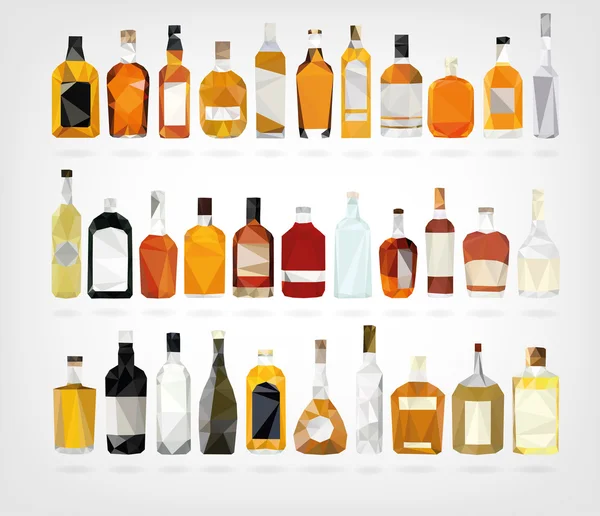 Botellas de licor polivinílico bajo — Vector de stock