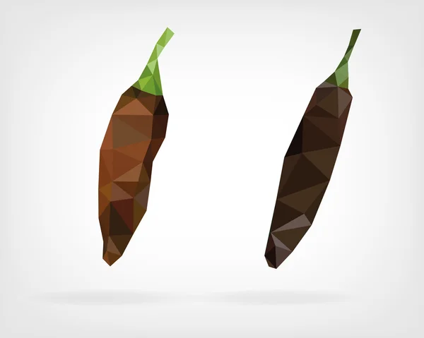 Low Poly "Brown Fatalii" Chili Pepper - Stok Vektor