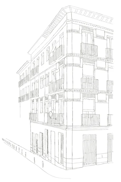 Bosquejo urbano de la arquitectura española — Vector de stock