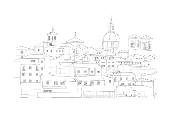 Boceto urbano de Toledo, España — Vector de stock