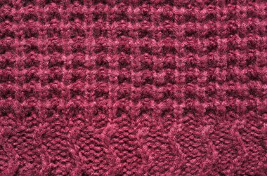 Mor kırmızı kiraz kazak doku arka plan ördü. Kopyalama, metin, yazı için alan.