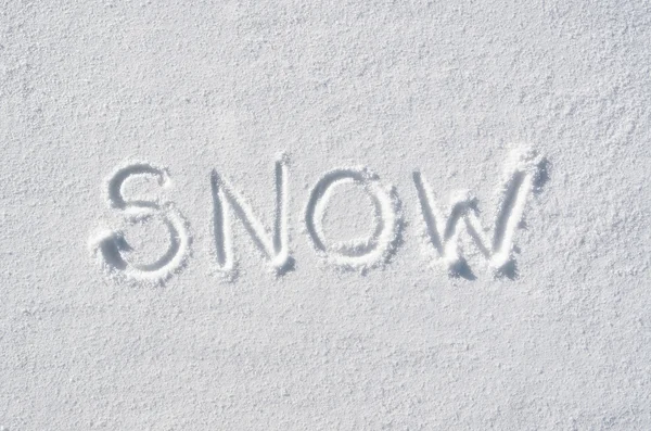 Testo scritto a mano su fondo neve. Modello orizzontale di cartolina invernale. Spazio per copia, lettering . — Foto Stock