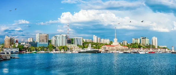 Sotsji sky sommerby bygninger hav svart Russland bypanoram – stockfoto