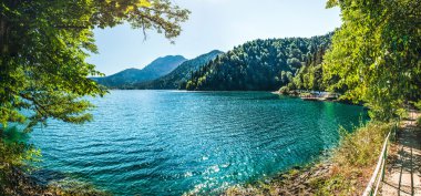 Rits's lake Abkhazia panoramic view clipart