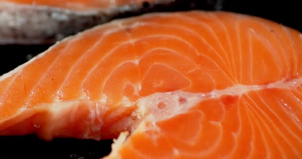 The salmon steak rotates slowly. — Stock Footage The salmon steak rotates slowly. Video Clip