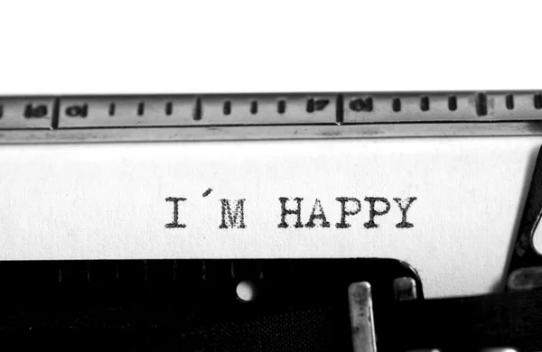 Máquina de escribir. Escribir texto: Soy feliz —  Fotos de Stock