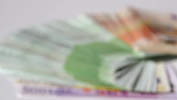 Viel Geld Euro-Banknoten — Stockvideo