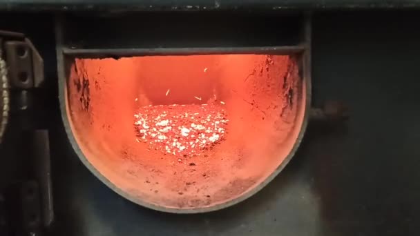 Blick Auf Die Asche Aus Den Pellets Ofen — Stockvideo