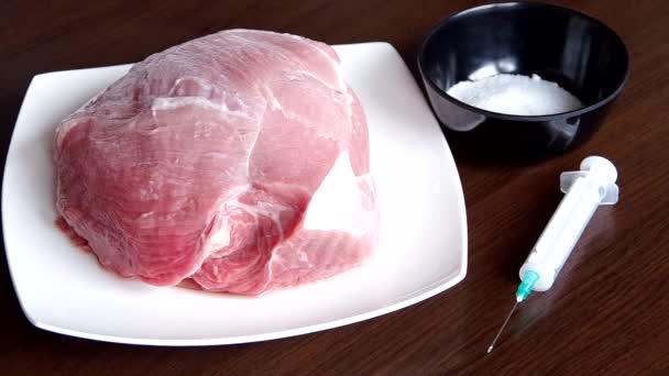 Carne de cerdo preparada para la transformación — Vídeo de stock