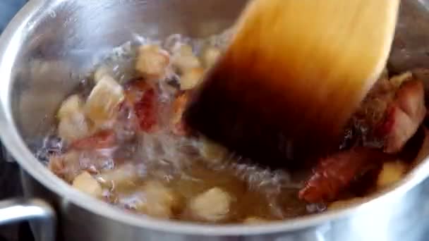 The roasting bacon — Stock Video