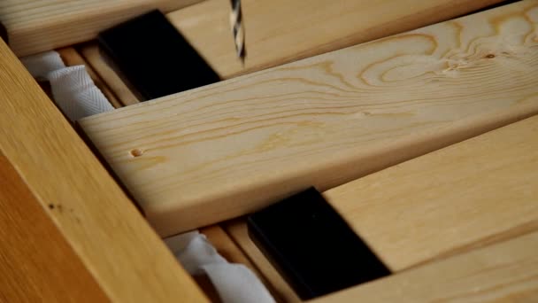 Perforación en madera — Vídeos de Stock