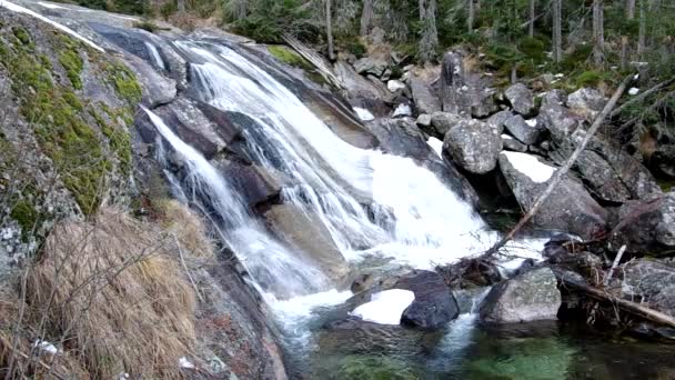 Cascadas de Studeny Potok en las altas montañas de Tatras — Vídeos de Stock