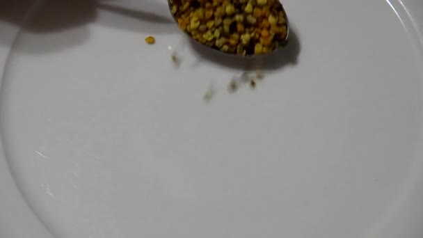 Bee pollen on a plate — Stock Video