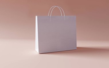 Moda logosu için pastel arka planlı bir çanta.