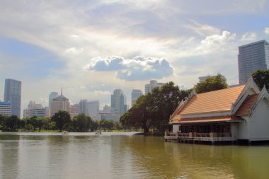 Bangkok manzarası göl ile