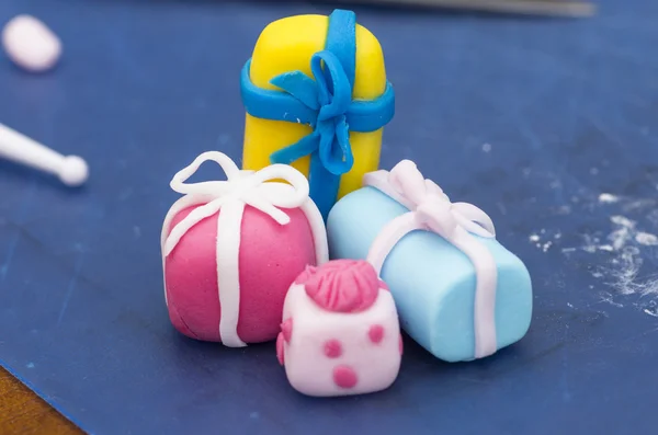 A selection of presents made of fondant Royalty Free Stock Photos