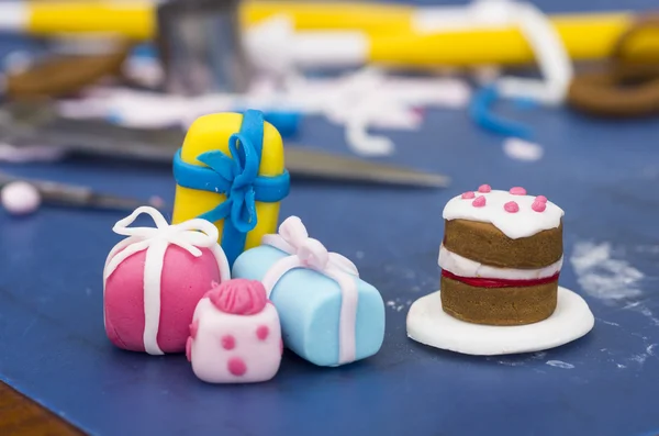 Cake decorations made of fondant Stock Image