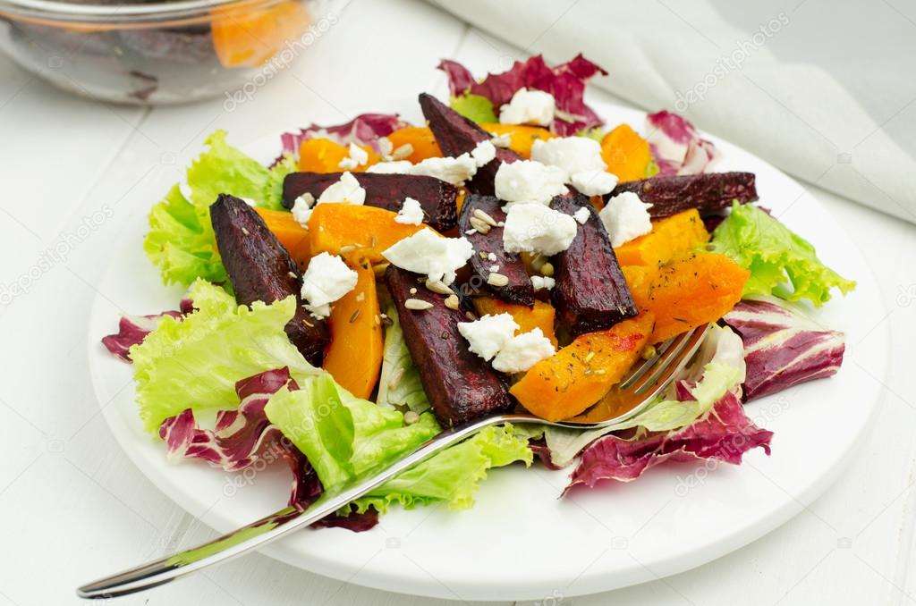 Salad with pumpkin and beetroot