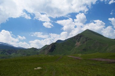 Dağ manzarası. Kuzey Kafkasya Dağları Yazın