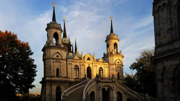 Igreja Ícone Vladimir Mãe Deus Propriedade Bykovo Vista Igreja Pôr — Fotografia de Stock