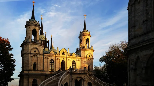 Igreja Ícone Vladimir Mãe Deus Propriedade Bykovo Vista Igreja Pôr — Fotografia de Stock