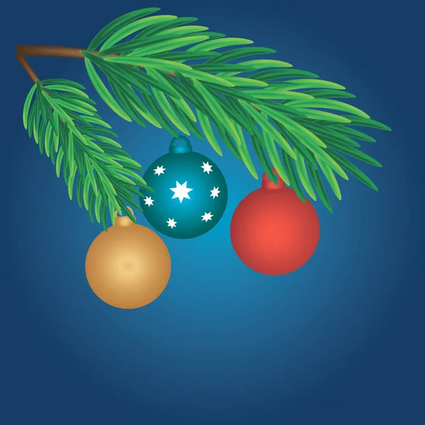 Spruce Branch Toys Blue Background — Stock Photo, Image