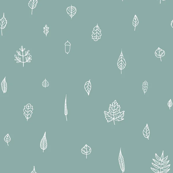 blue seamless pattern with white leaves and branches for textile, print