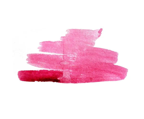 Trazo Pincel Acuarela Brillante Mancha Roja Rosa Aislada Sobre Fondo —  Fotos de Stock