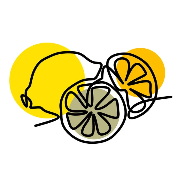 Minimalism Line Art Illustration Lemon Yellow Stains — Photo