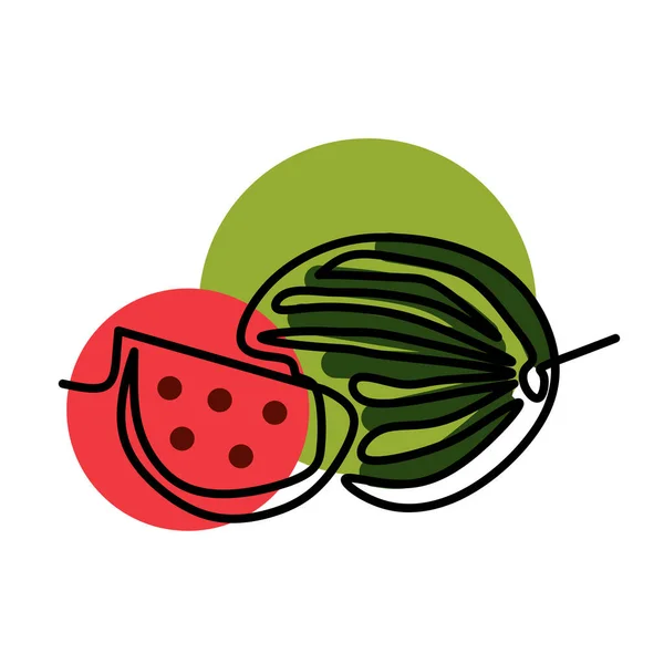 Minimalism Line Art Illustration Watermelon Red Green Stains — Photo