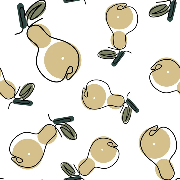 Seamless Pattern Pears Line Art Illustration — ストック写真