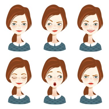 Kadın avatar ifade kümesi - illüstrasyon