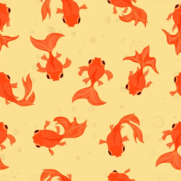 Nahtloses Muster für Goldfische - Illustration — Stockvektor