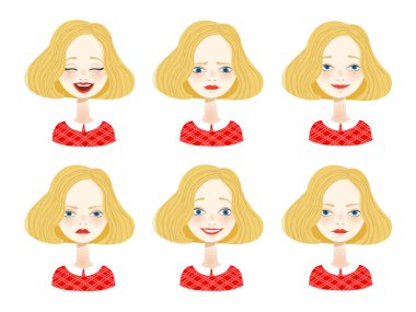 Kadın avatar ifade kümesi - illüstrasyon