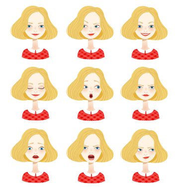 Kadın avatar ifade kümesi - illüstrasyon