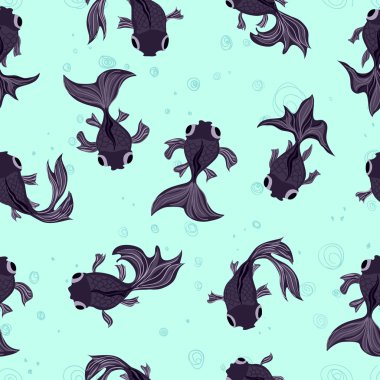 Siyah Japon balığı Seamless Modeli - illüstrasyon