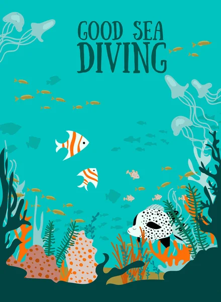 Good sea diving. Vector illustration. — Stock Vector