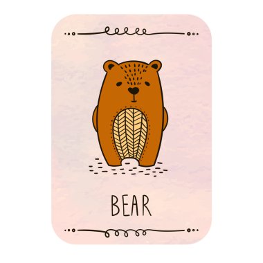 Sevimli ayı. Kartı.