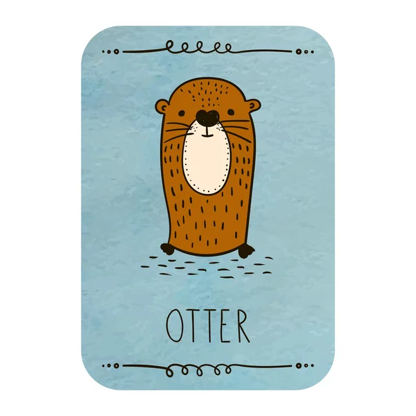 Cute otter. Card. — Stock Vector