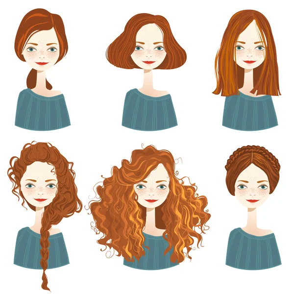 Stilvolle Frisuren für Frauen. — Stockvektor