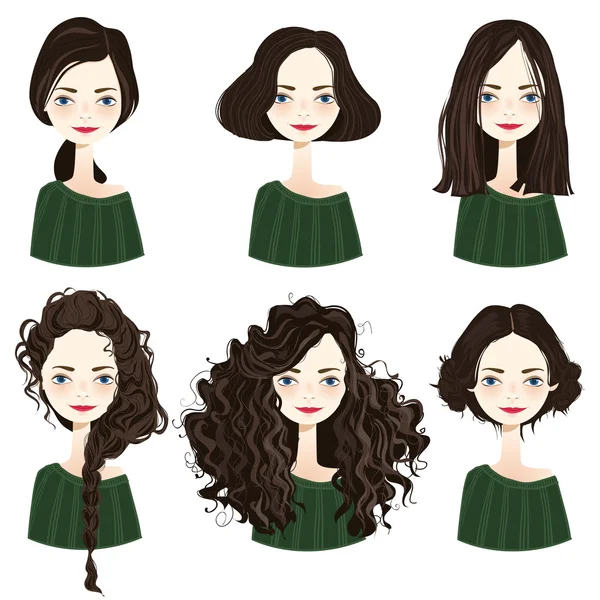 Set-elegáns női frizurák. Vektor Grafikák