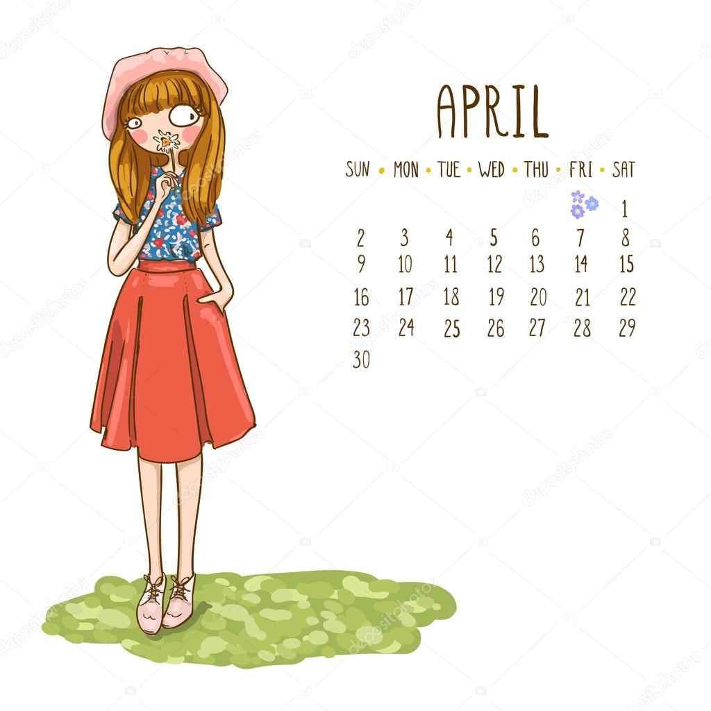 april girl 2017 Calendar 2017, April month. Season girls design. Vector illustra Stock  Vector by ©Salvadorova 116408732