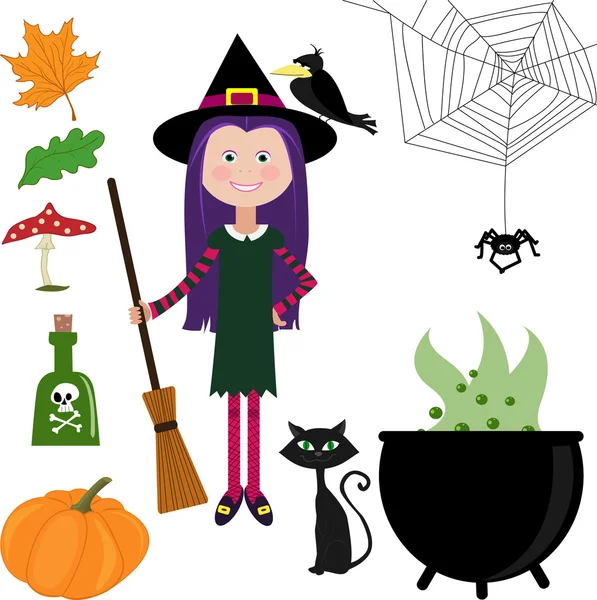 Conjunto de ilustrações de Halloween — Vetor de Stock